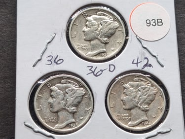1936, 36-D, 42 Mercury Dimes