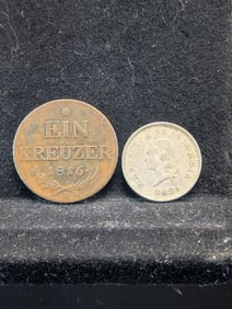 1816-A Austria 1 Kreuzer & 1886 Columbia 5 Centavos (2 PCS)