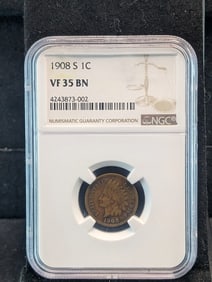 *KET DATE* 1908-S Indian Head Cent - NGC VF35 BN