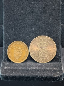 1945-P Netherlands East Indies 2 1/2 Cents & 1904 Philippines 1 Centavos