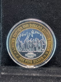 Limited Edition .999 FINE SILVER CENTER Tropicana Casino $10 Gaming Token in Capsule