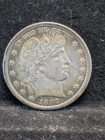 **SEMI-KEY DATE - AU+** 1897 Barber Silver Half Dollar - Toned