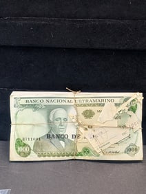 1972 CRISP UNC Bank of Mozambique 1000 Escudos - Pack of 100 Currency Notes - Bank Wrapped