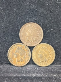 Lot of Three **AU** Indian Head Cents