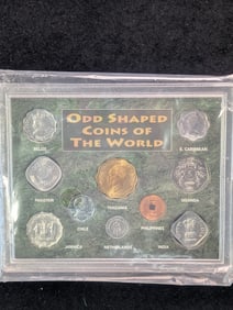 Odd Shaped Coins of the World in Display w/ COA