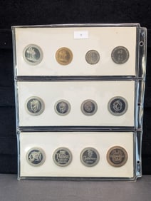Lot of 12 Various $1.00, $2.50, $5.00 & $0.50 Commem 1968 Series Gaming Tokens in Collector's Sleeve