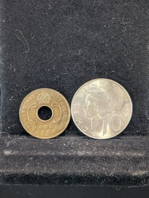 1957 Austria 10 Silver Schilling & 1910 East Africa 1 Cent (2 PCS)