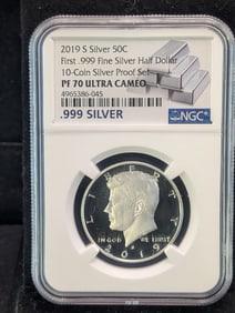 2019-S PROOF Kennedy Silver Half Dollar - NGC PF70 ULTRA CAMEO *First .999 Silver Half Dollar*