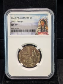 2022-P Sacagawea Ely S. Parker $1 Coin - NGC MS67