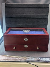 *EMPTY* Nice Wooden Morgan Silver Dollar Collector's Display Box - Holds 16 Coins