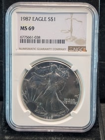 1987 American Silver Eagle - NGC MS69