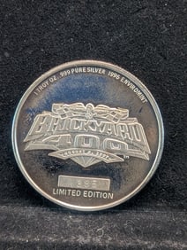 1 Troy Oz. .999 PURE SILVER Brickyard 400 Race Designed Round