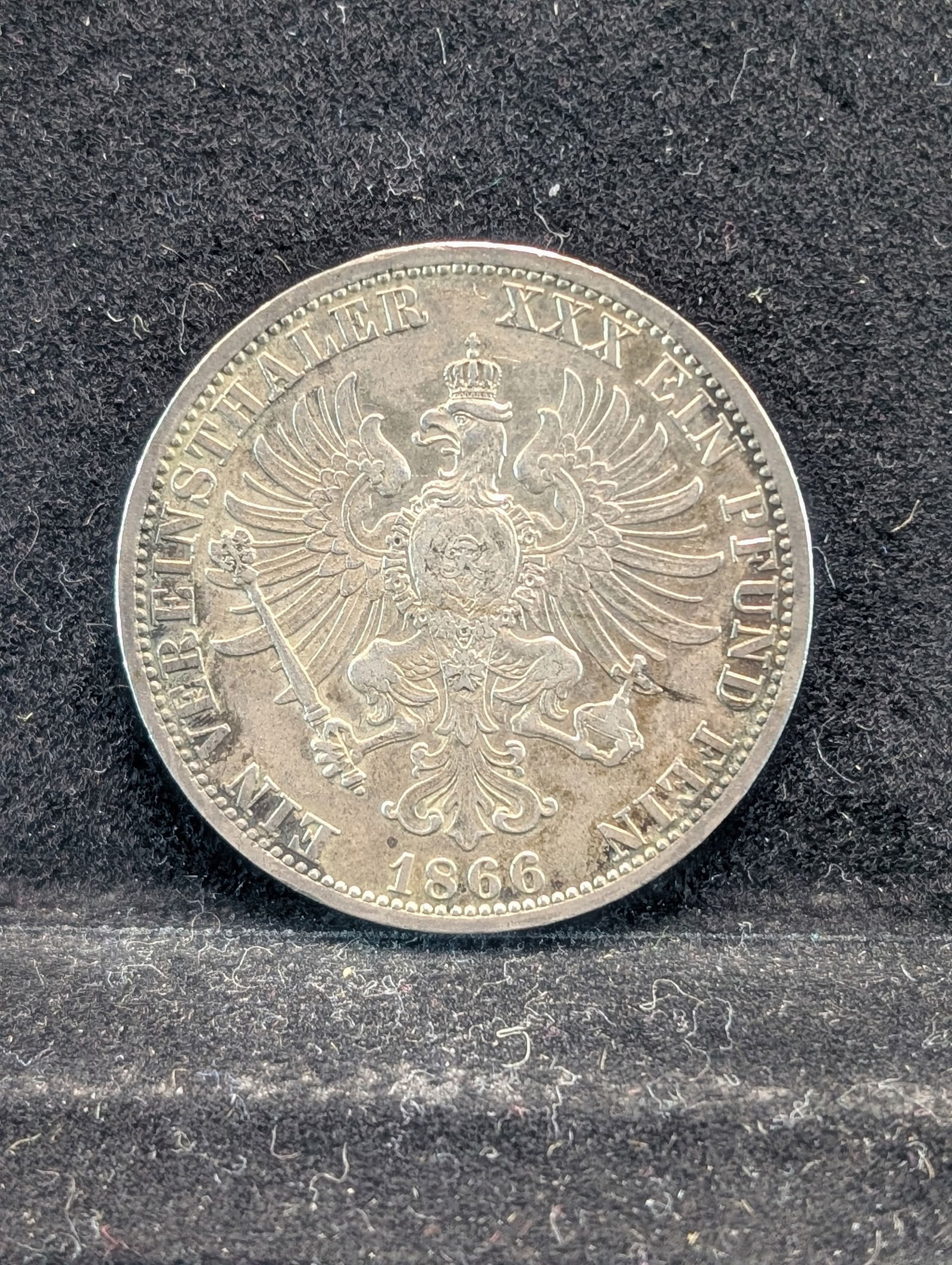 1866 German States Prussia Silver Thaler (KM-497) (1 of 2)