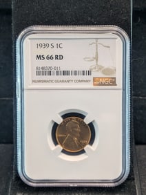 1939-S Lincoln Wheat Cent - NGC MS66 RD