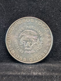 1956 Mexico 5 Silver Pesos
