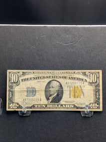 1934 A North Africa $10 Silver Certificate. WWII Emergency Currency. Nice VF. No rips or pin holes.