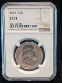 1963 PROOF Franklin Silver Half Dollar - NGC PF67
