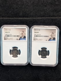 2021-P&D Roosevelt Dime - NGC MS68 FT (2 PCS)