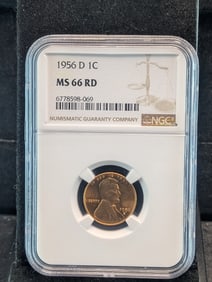1956-D Lincoln Wheat Cent - NGC MS66 RD