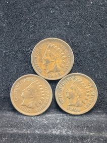 Lot of Three **AU** Indian Head Cents