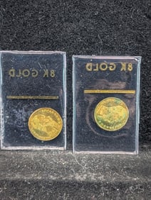 1865 Mexico Miniature 8K GOLD Maximiliano Coins (2 Pcs)