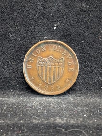 1864 Patriotic Civil War Token. Union Forever. Pretty medium brown XF.