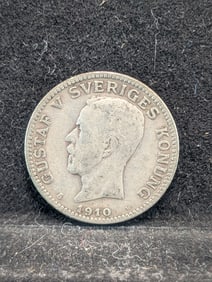 1910-W Sweden 1 Silver Krona (KM-786.1)