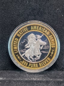 Limited Native American Series-Red Cloud Sioux .999 silver center token.