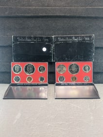 1975-S and 76-S US Proof Sets in original boxes. These have the type one and type two Eisenhower