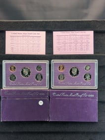 1992-S and 1993-S Proof Sets in original boxes. GEM.