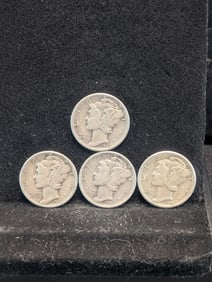 (4) 1945-P Mercury Dimes