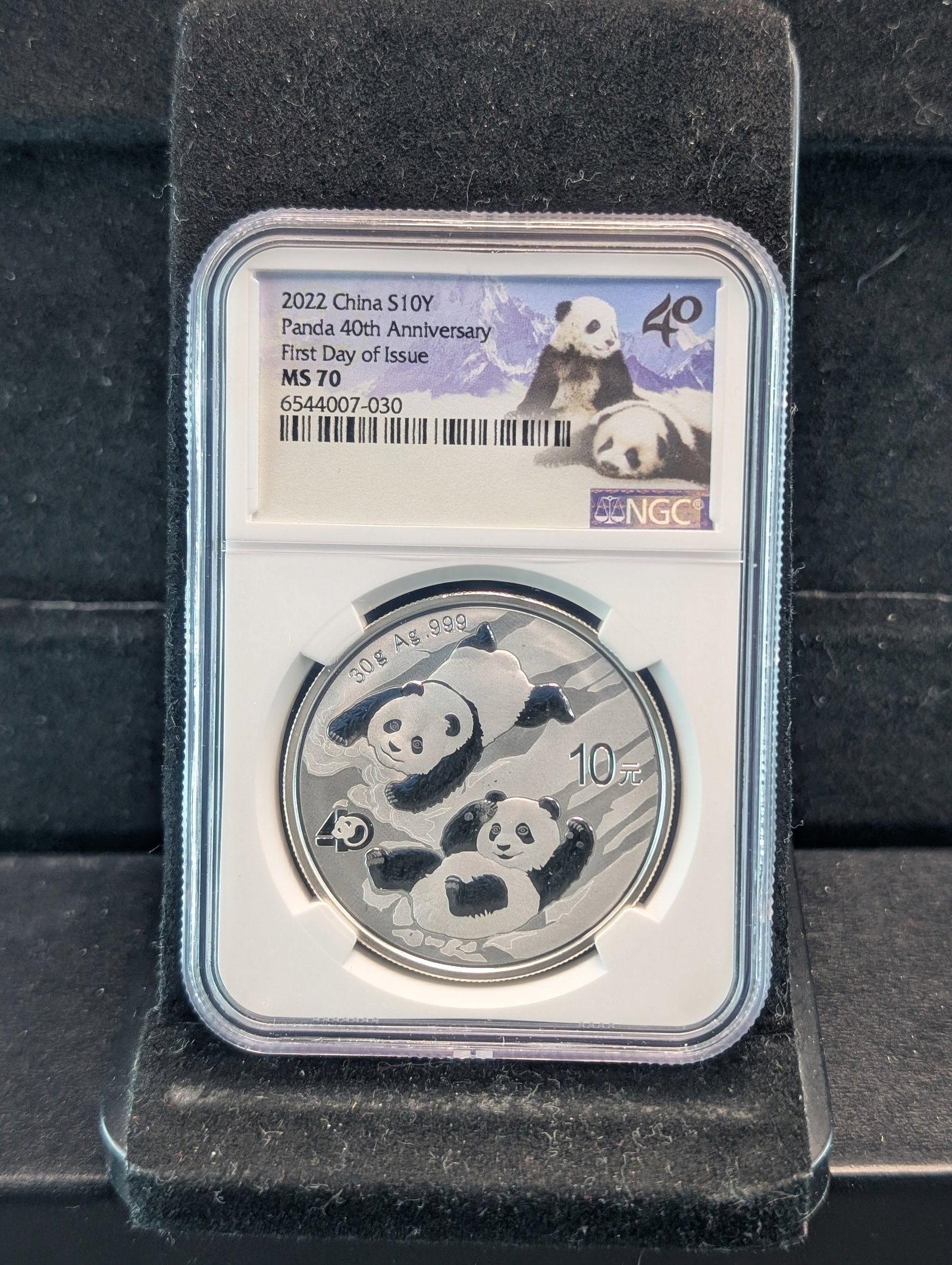 30 Grams .999 SILVER 2022 China 10 Yuan Silver Panda - NGC MS70 *First Day of Issue - 40th Anniv.* (1 of 3)