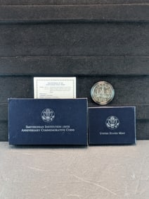 1996-D UNC Smithsonian Institution 150th Anniv. Commem Silver Dollar in OGP w/ COA