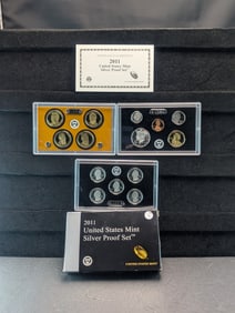 2011-S U.S. Mint Silver Proof Set w/ATB Quarters & Presidential Dollars Wampanoag Treaty Sac.