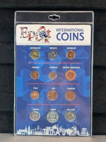 Epcot International Uncirculated Coin Collection in Display