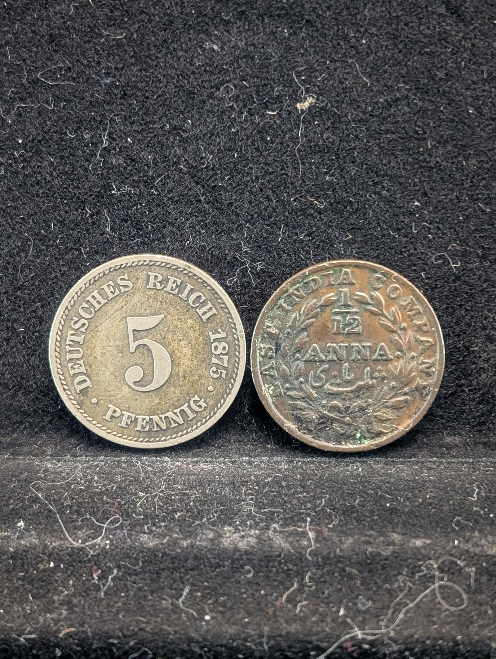1835 East India Company 1/12 Anna & 1875 Germany 5 Pfennig (2 PCS) (1 of 2)