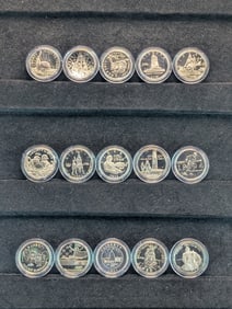Lot of 15 Various U.S. Mint Commemorative Half Dollars in Capsules