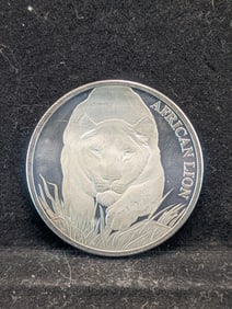 1 Oz. .999 FINE SILVER African Lion Designed Coin
