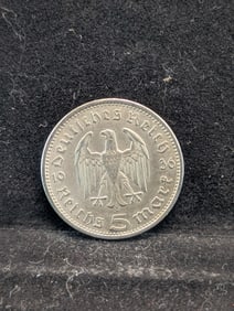 1936 Germany 5 Silver Reichsmarks