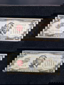 Lot of Two 1928 D Series $2.00 RED SEAL Banknotes