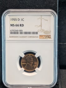 1955-D Lincoln Wheat Cent - NGC MS66 RD