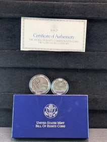 1993-D&W UNC Bill of Rights Commem 2-Coin Silver Set in OGP w/ COA
