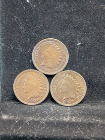 Lot of Three **AU** Indian Head Cents