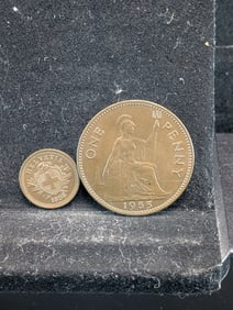 1953 Great Britain 1 Penny & 1898-B Switzerland 1 Rappen (2 PCS)
