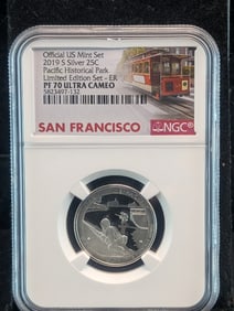 2019-S PROOF Pacific Historical Park Silver Quarter - NGC PF70 ULTRA CAMEO *Limited Edition*