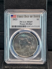 2023 Peace Silver Dollar - PCGS MS69 - First Day of Issue