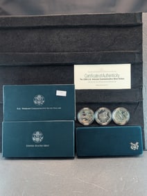 1994-P PROOF U.S. Veterans Commem 3-Coin Silver Dollar Set in OGP w/ COA