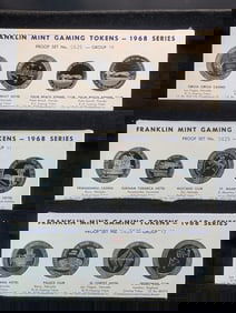 Lot of 12 Various $1.00 & $0.50 Commem 1968 Series Gaming Tokens in Collector's Sleeve