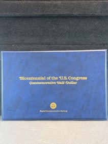 1989-D Bicentennial of Congress Commem Half Dollar w/ First Day of Issue Stamps in Display Book