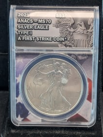 2021 Type 1 American Silver Eagle - ANACS Cert. MS70 *First Strike*